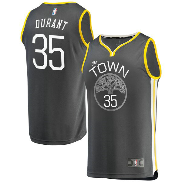 Maillot Golden State Warriors Homme Kevin Durant 35 Statement Edition Noir